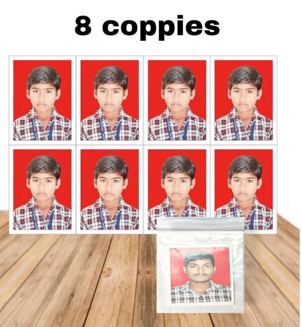 8 Passport Size  Photo Copy Red (3.5 cm*4.5cm)